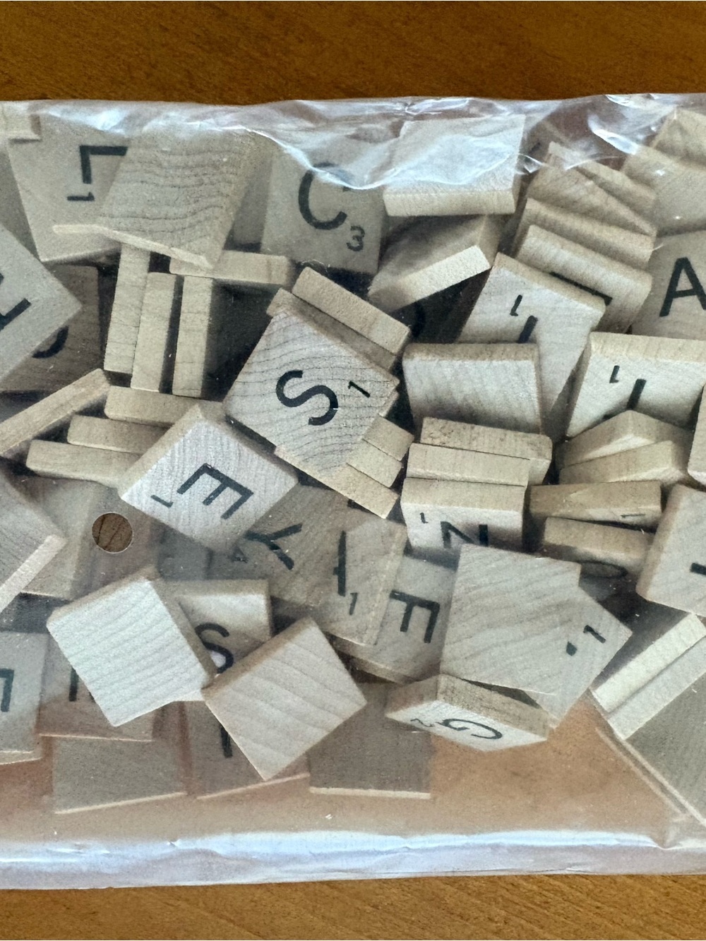 Hasbro Light Wood Letter Tiles - Natural Beige and Black